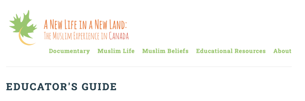 Screen Shot Educator's Guide to Canadian Muslim Experience