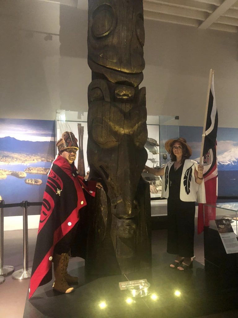 Sim'oogit Ni'isjoohl and I with the Nisga'a flag with our pole